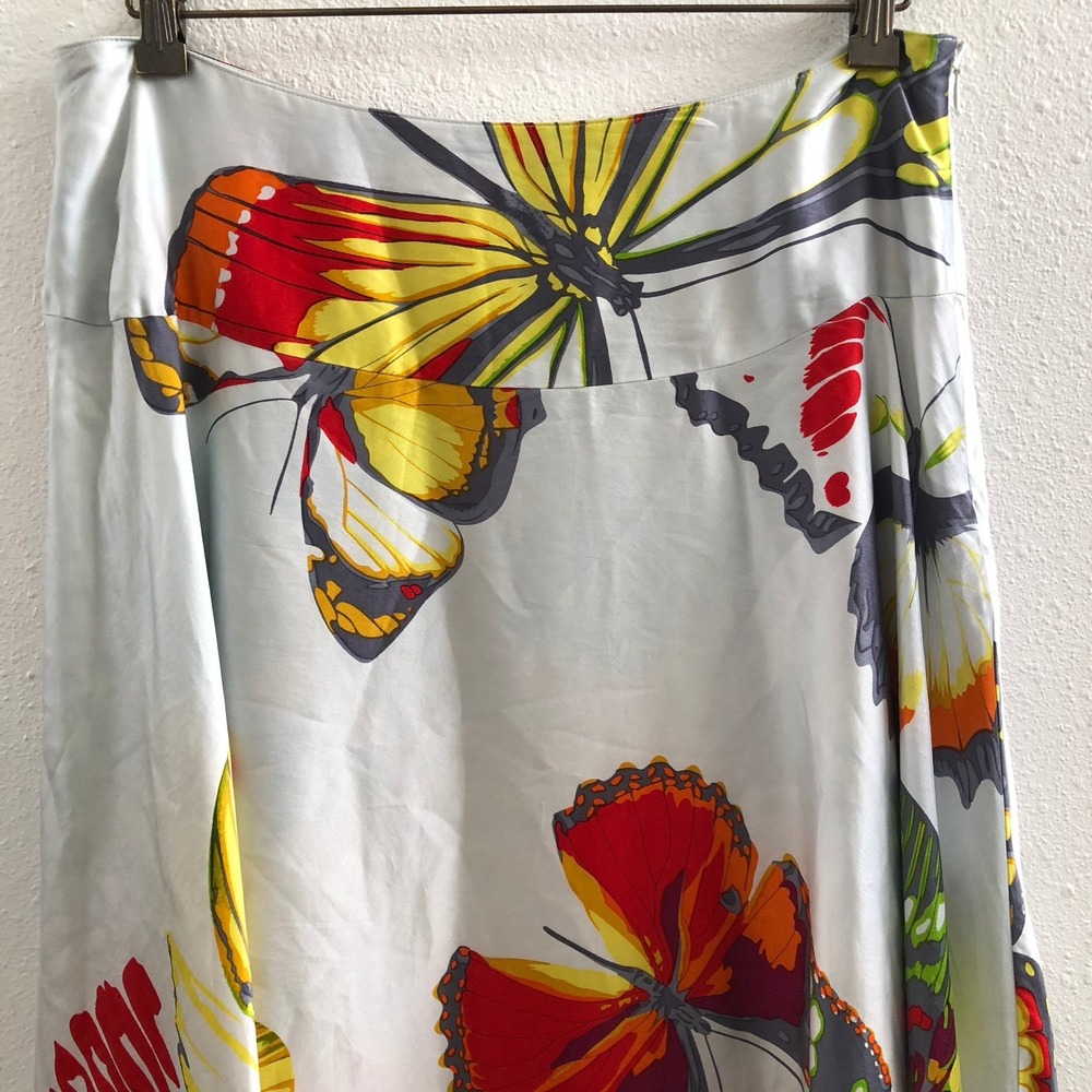 NEIMAN MARCUS Vintage 100% Silk Butterfly Skirt Size Large - Picture 4 of 7